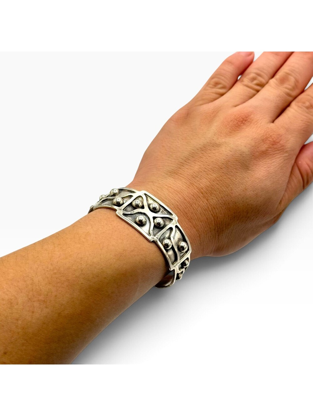 Modernist 925 Sterling Silver Cuff from Mexico